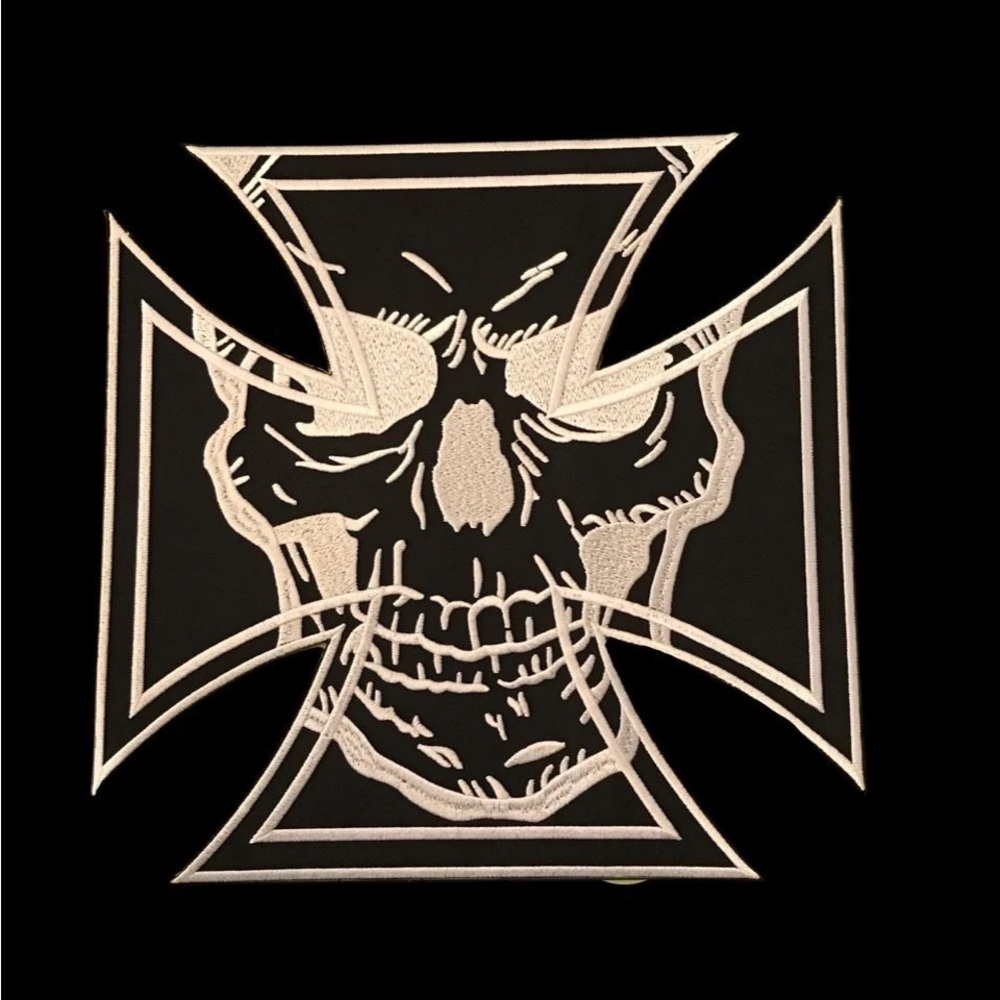 Skull Cross Back Patch Biker Iron or Sew on Patch Biker Sew on Patch